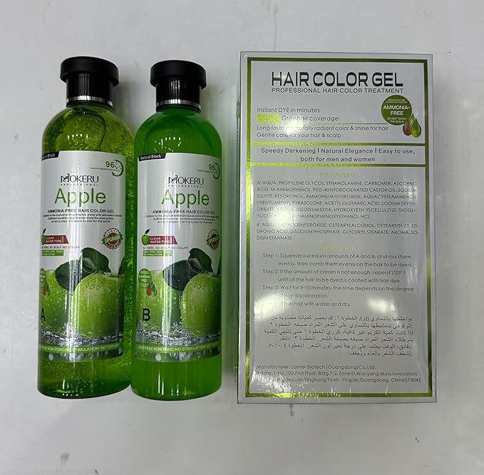 Mokeru Professional Apple Hair Crystal Black Dye. Professional AMMONIA-FREE HAIR COLOR GEL. – New Upgraded Clear Water Formula – 2‑Pack (500 ml Each) - Image 3